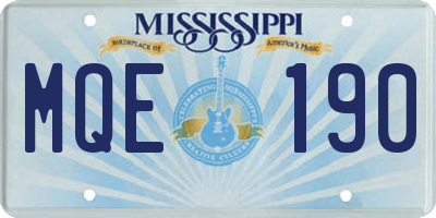 MS license plate MQE190