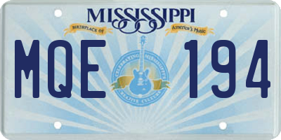 MS license plate MQE194