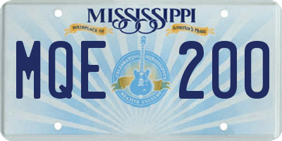 MS license plate MQE200