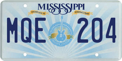 MS license plate MQE204