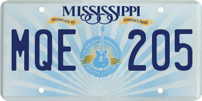 MS license plate MQE205