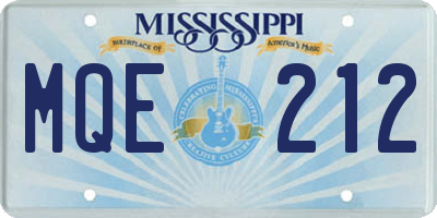 MS license plate MQE212