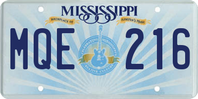 MS license plate MQE216
