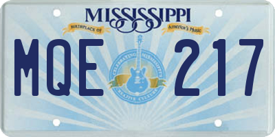 MS license plate MQE217