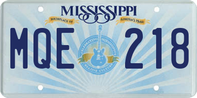 MS license plate MQE218