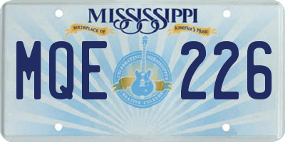 MS license plate MQE226