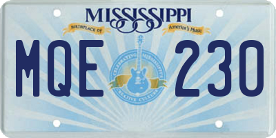 MS license plate MQE230