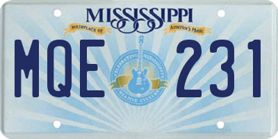 MS license plate MQE231
