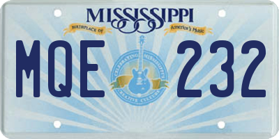 MS license plate MQE232