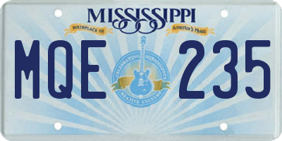MS license plate MQE235