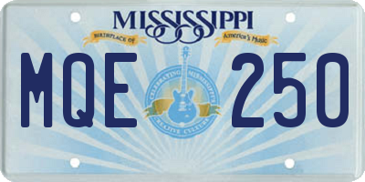 MS license plate MQE250