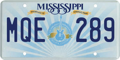 MS license plate MQE289