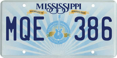 MS license plate MQE386