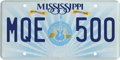 MS license plate MQE500