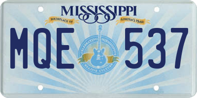 MS license plate MQE537