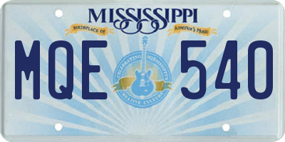 MS license plate MQE540