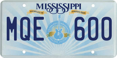 MS license plate MQE600