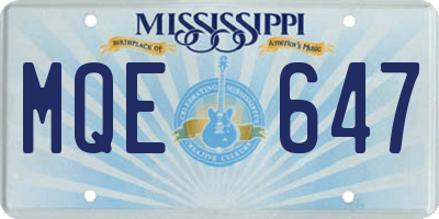 MS license plate MQE647