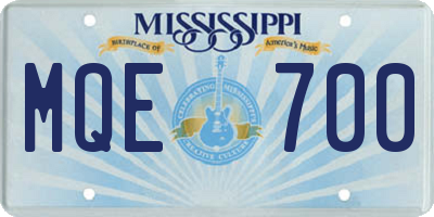 MS license plate MQE700