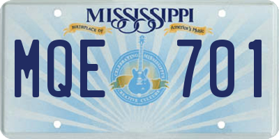 MS license plate MQE701