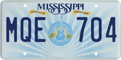 MS license plate MQE704