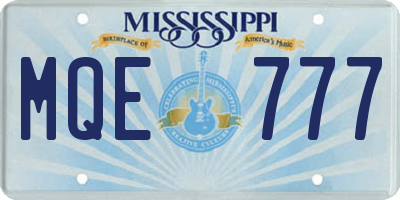 MS license plate MQE777