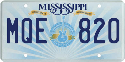 MS license plate MQE820
