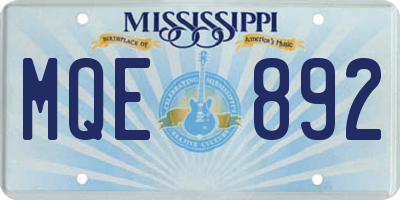 MS license plate MQE892
