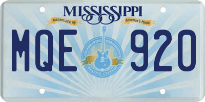 MS license plate MQE920