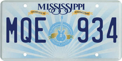 MS license plate MQE934