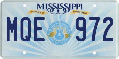 MS license plate MQE972