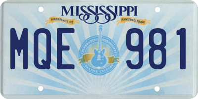 MS license plate MQE981