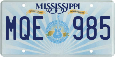 MS license plate MQE985