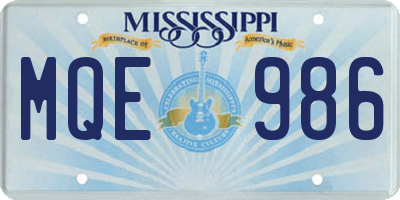 MS license plate MQE986