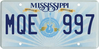 MS license plate MQE997