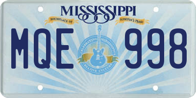 MS license plate MQE998