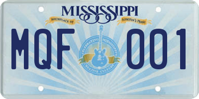 MS license plate MQF001