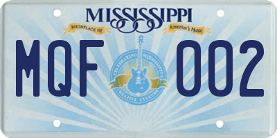 MS license plate MQF002