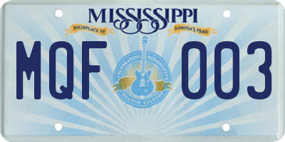 MS license plate MQF003