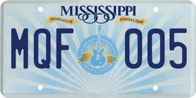 MS license plate MQF005