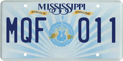 MS license plate MQF011