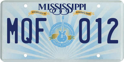 MS license plate MQF012