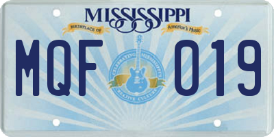 MS license plate MQF019