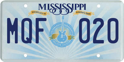 MS license plate MQF020