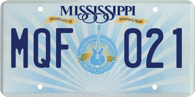 MS license plate MQF021