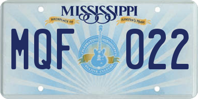 MS license plate MQF022