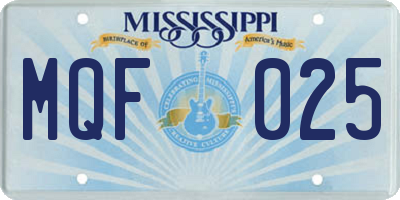 MS license plate MQF025