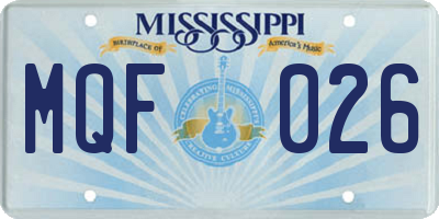 MS license plate MQF026