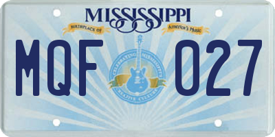MS license plate MQF027