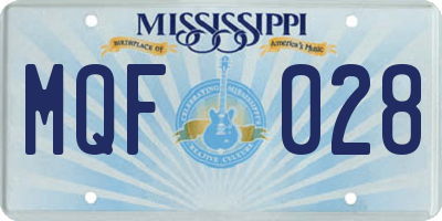 MS license plate MQF028